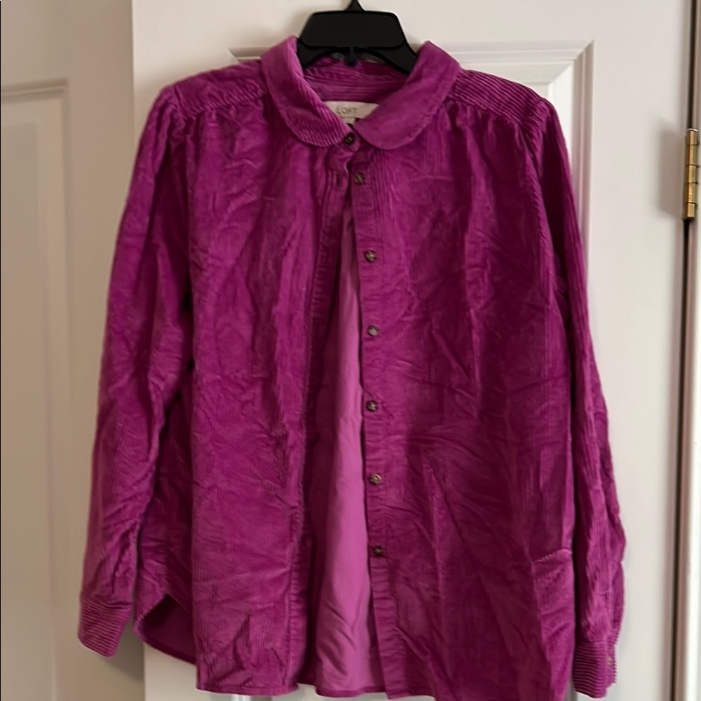 Vibrant Pink Corduroy  Button-Up Shirt